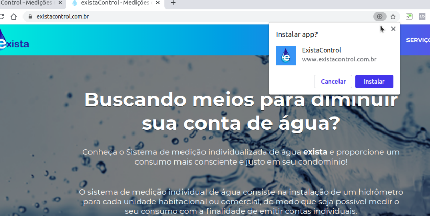 Utilize o existaControl como PWA Utilize o existaControl como PWA
